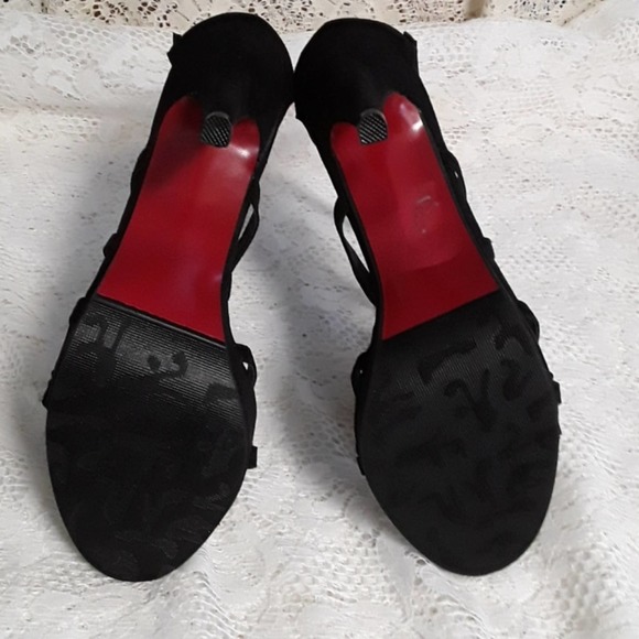 Crape Myrtle Sz 9 Black Strappy Ankle Strap Heels EUC - Picture 7 of 8